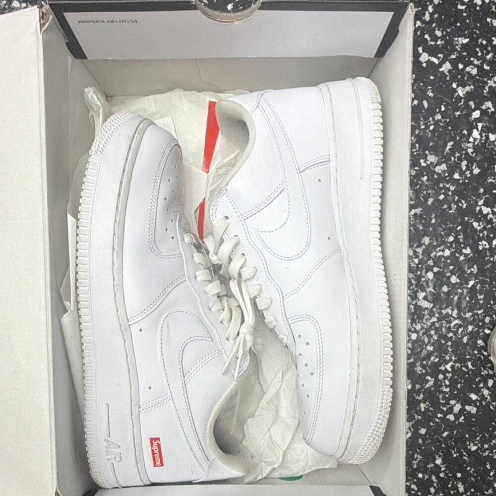 Nike Air Force 1 Low Supreme White Men's Athletic Sneakers CU9225-100 2020